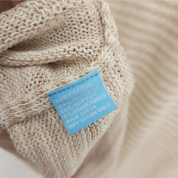 J. MCLAUGHLIN Cotton Blend Knit Top Pullover Beige Cream Striped Loose Knit XL - Picture 6 of 7